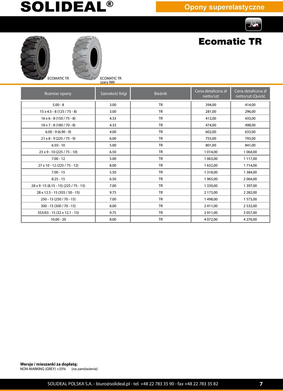 00 TR 602,00 633,00 21 x 8-9 (225 / 75-9) 6.00 TR 755,00 793,00 6.50-10 5.00 TR 801,00 841,00 23 x 9-10 (225 / 75-10) 6.50 TR 1 014,00 1 064,00 7.00-12 5.