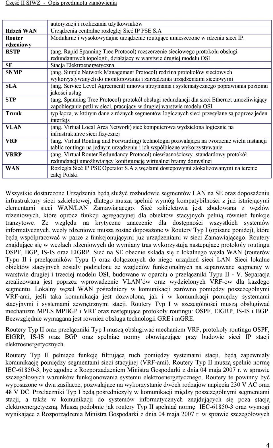 Rapid Spanning Tree Protocol) rozszerzenie sieciowego protokołu obsługi redundantnych topologii, działający w warstwie drugiej modelu OSI Stacja Elektroenergetyczna (ang.