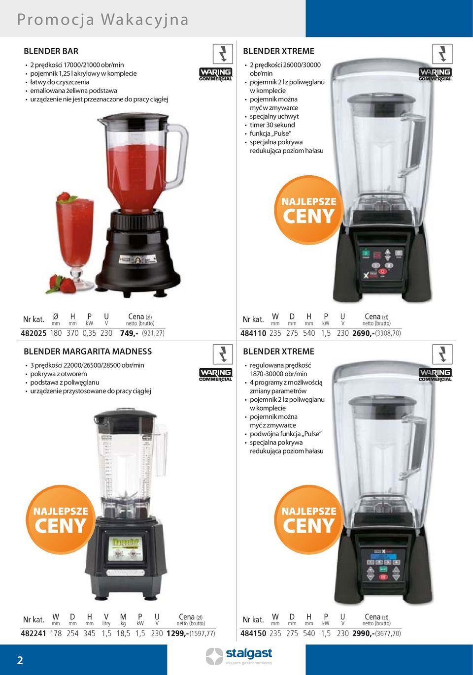 Ø P U kw 482025 180 370 0,35 230 749,- (921,27) BLENER MARGARITA MANESS 3 prędkości 22000/26500/28500 obr/min pokrywa z otworem podstawa z poliwęglanu urządzenie przystosowane do pracy ciągłej Nr kat.