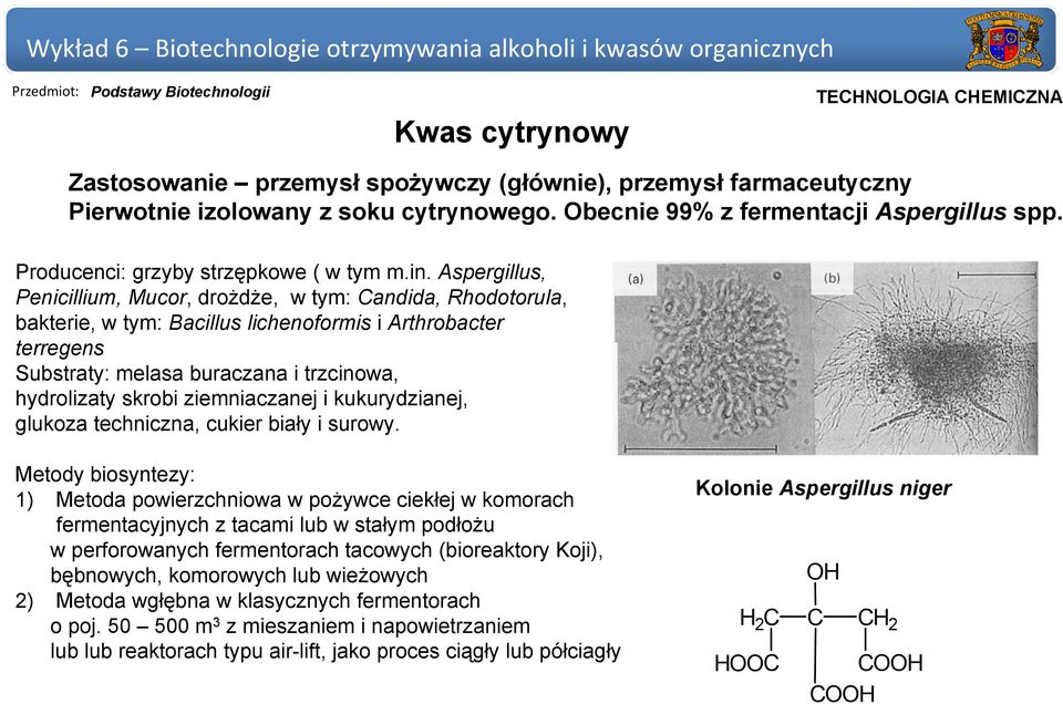 Aspergillus, Penicillium, Mucor, drożdże, w tym: Candida, Rhodotorula, bakterie, w tym: Bacillus lichenoformis i Arthrobacter terregens Substraty: melasa buraczana i trzcinowa, hydrolizaty skrobi