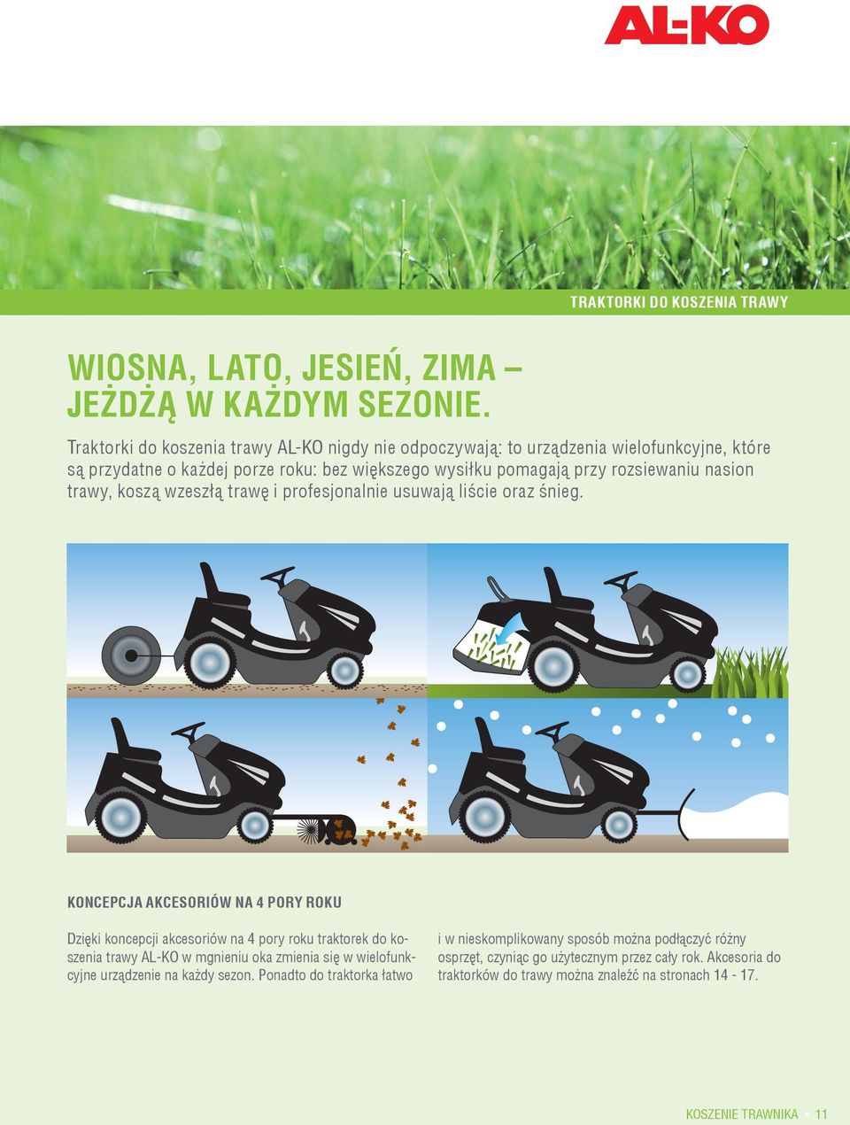 trawy, koszą wzeszłą trawę i profesjonalnie usuwają liście oraz śnieg.