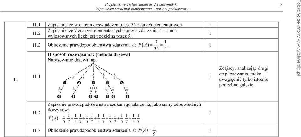 . Obliczenie prawdopodobiestwa zdarzenia A: P A. II sposób rozwizania: (metoda drzewa) Narysowanie drzewa: np.