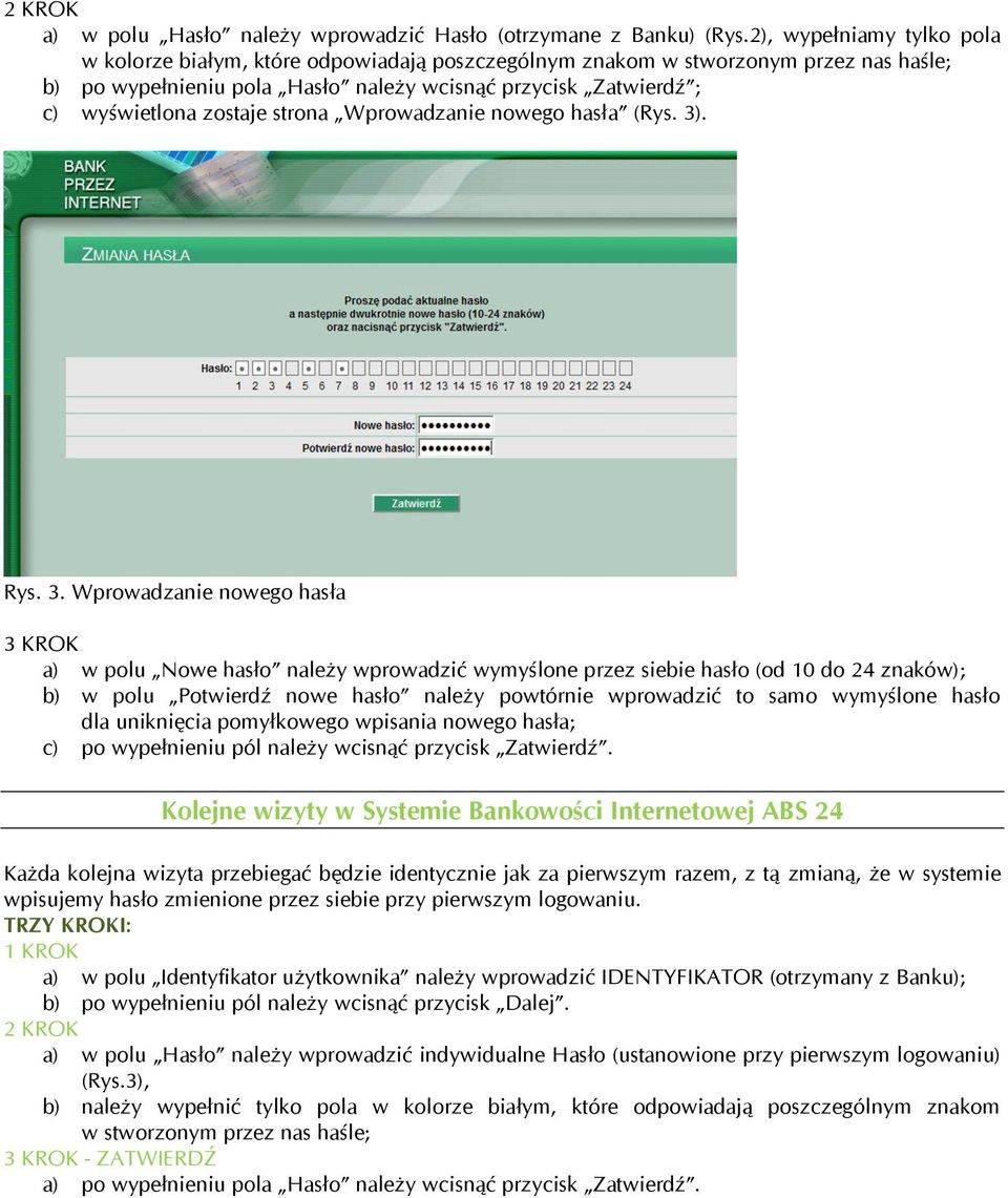 zostaje strona Wprowadzanie nowego hasła (Rys. 3)