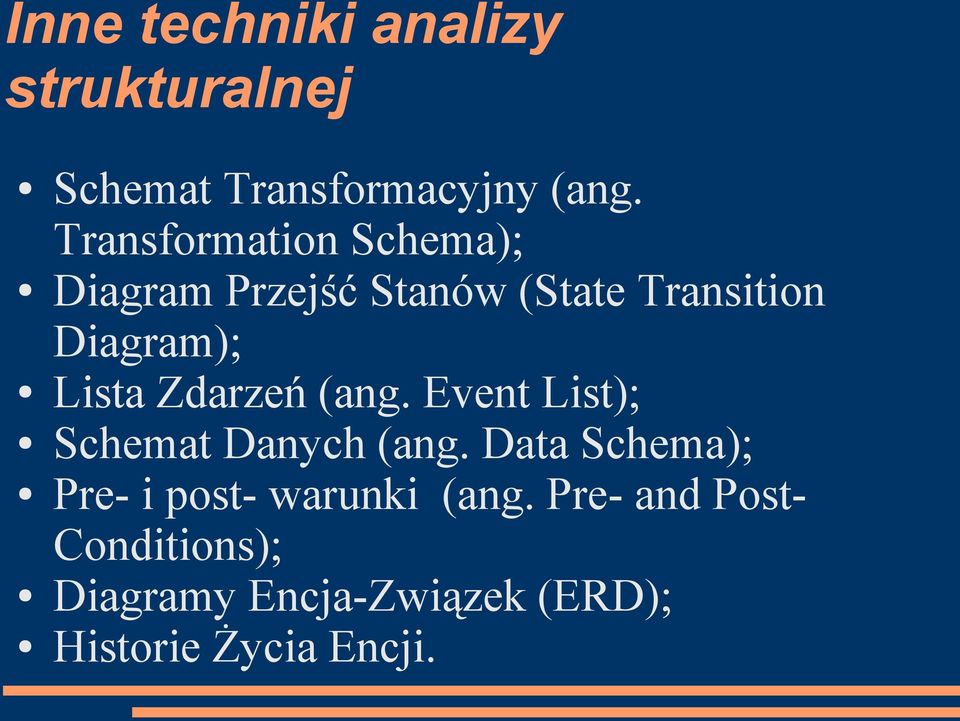 Lista Zdarzeń (ang. Event List); Schemat Danych (ang.