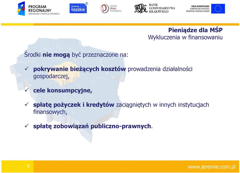 gospodarczej, cele konsumpcyjne, spłatę pożyczek i kredytów