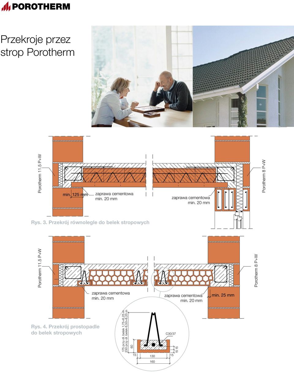 5 P+W Porotherm 8 P+W zaprawa cementowa min. 20 mm zaprawa cementowa min. 20 mm Rys. 4.