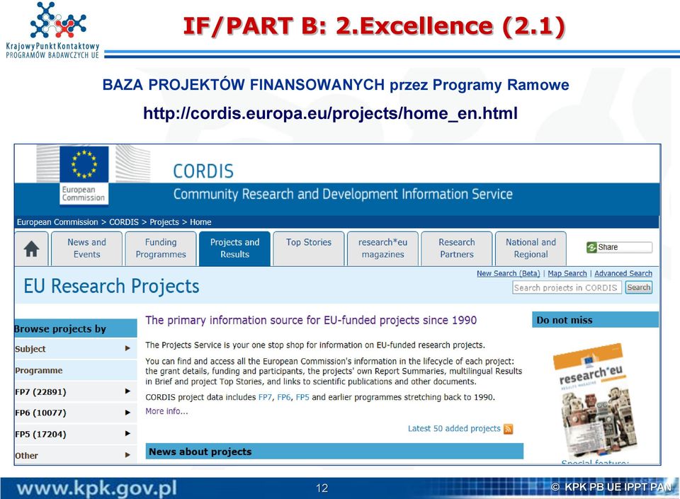 przez Programy Ramowe http://cordis.