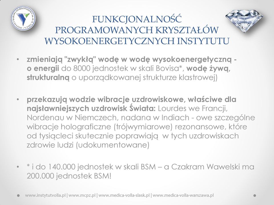 uzdrowisk Świata: Lourdes we Francji, Nordenau w Niemczech, nadana w Indiach - owe szczególne wibracje holograficzne (trójwymiarowe) rezonansowe, które od