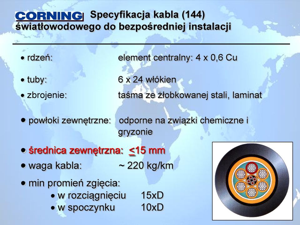 laminat powłoki zewnętrzne: odporne na związki chemiczne i gryzonie średnica