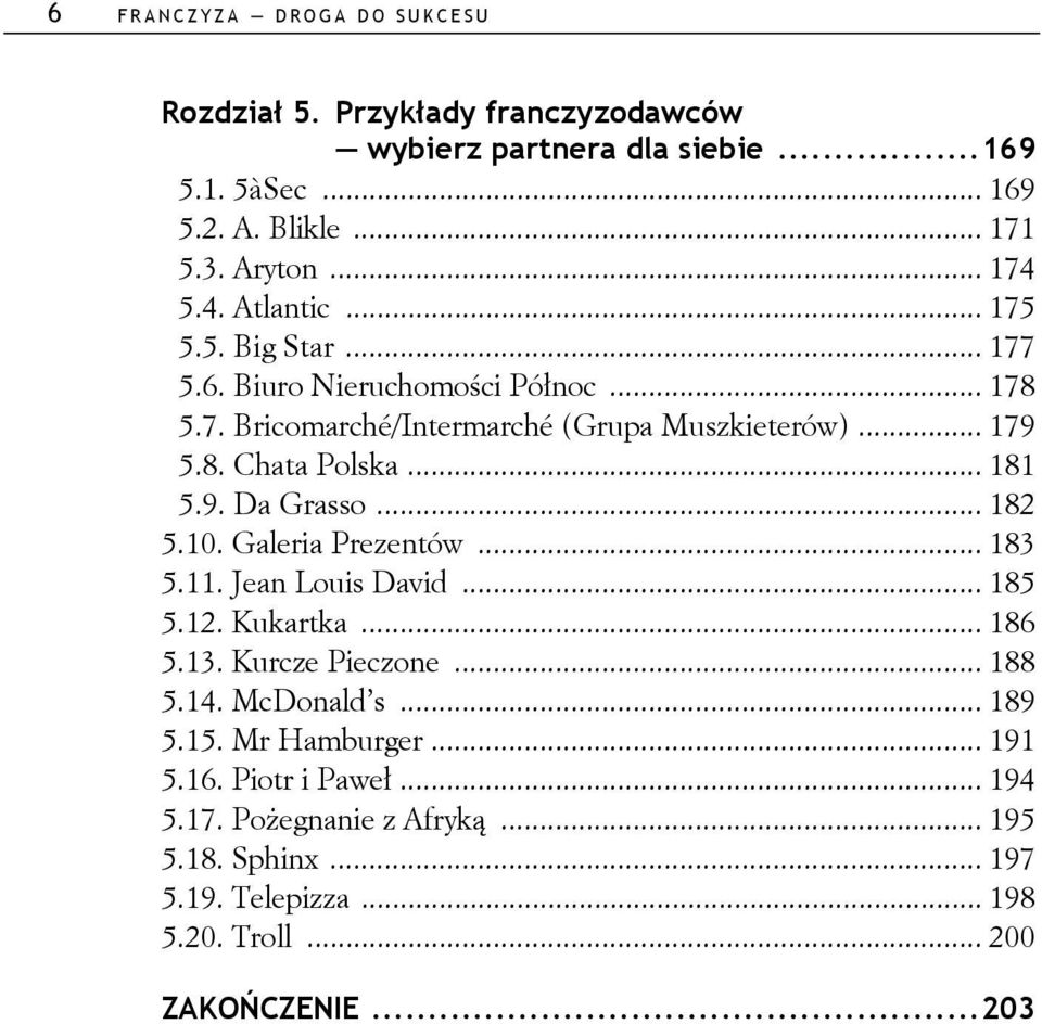 9. Da Grasso... 182 5.10. Galeria Prezentów... 183 5.11. Jean Louis David... 185 5.12. Kukartka... 186 5.13. Kurcze Pieczone... 188 5.14. McDonald s... 189 5.15.