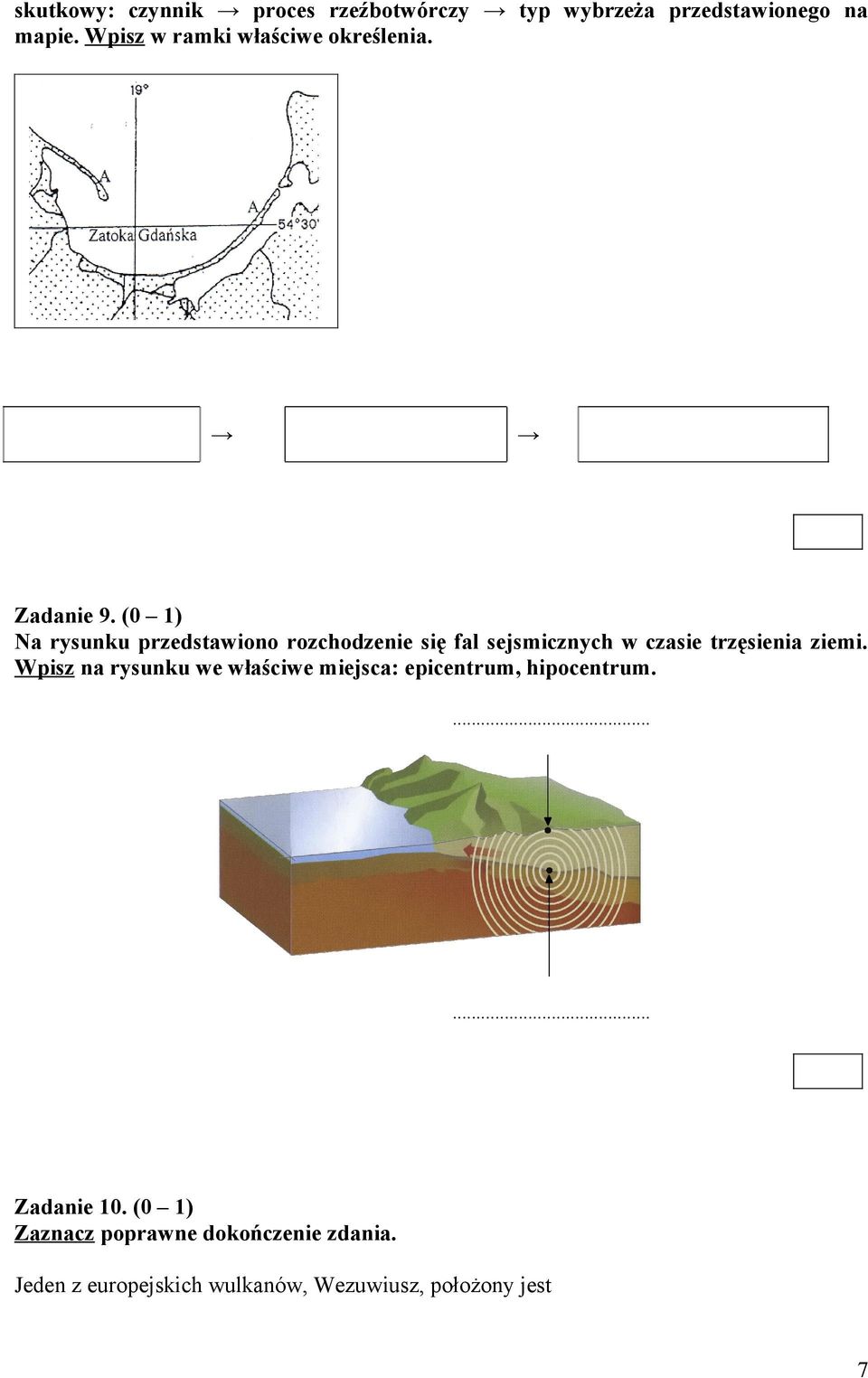 (0 1) Na rysunku przedstawiono rozchodzenie się fal sejsmicznych w czasie trzęsienia ziemi.