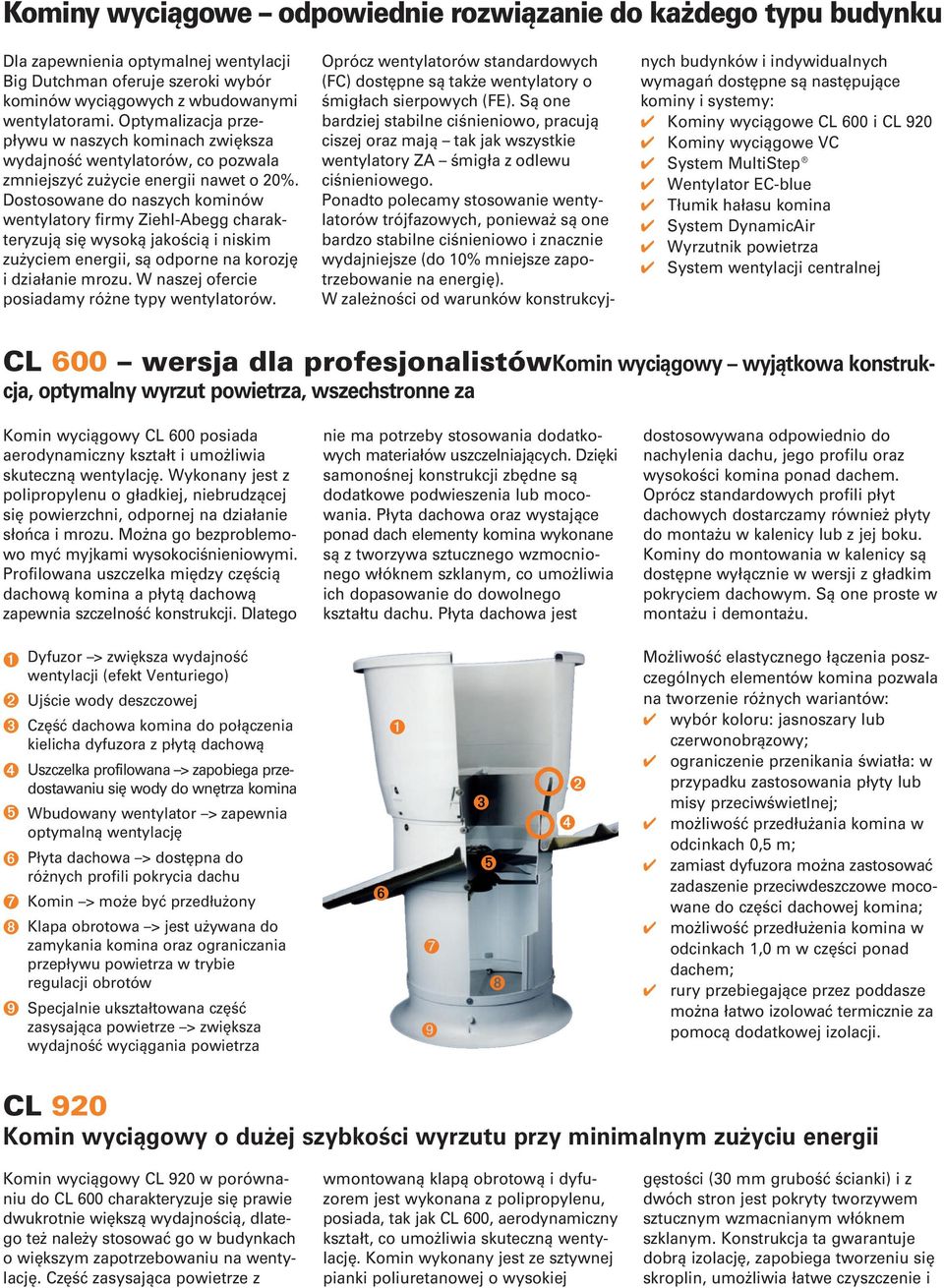 Dostosowane do naszych kominów wentylatory firmy Ziehl-Abegg charakteryzują się wysoką jakością i niskim zużyciem energii, są odporne na korozję i działanie mrozu.
