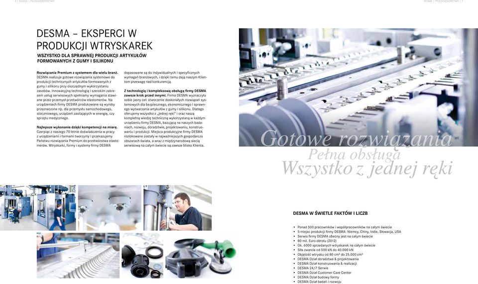 Innowacyjną technologią i szerokim zakresem usług serwisowych spełniamy wymagania stawiane przez przemysł przetwórców elastomerów. Na urządzeniach firmy DESMA produkowane są wyroby przeznaczone np.