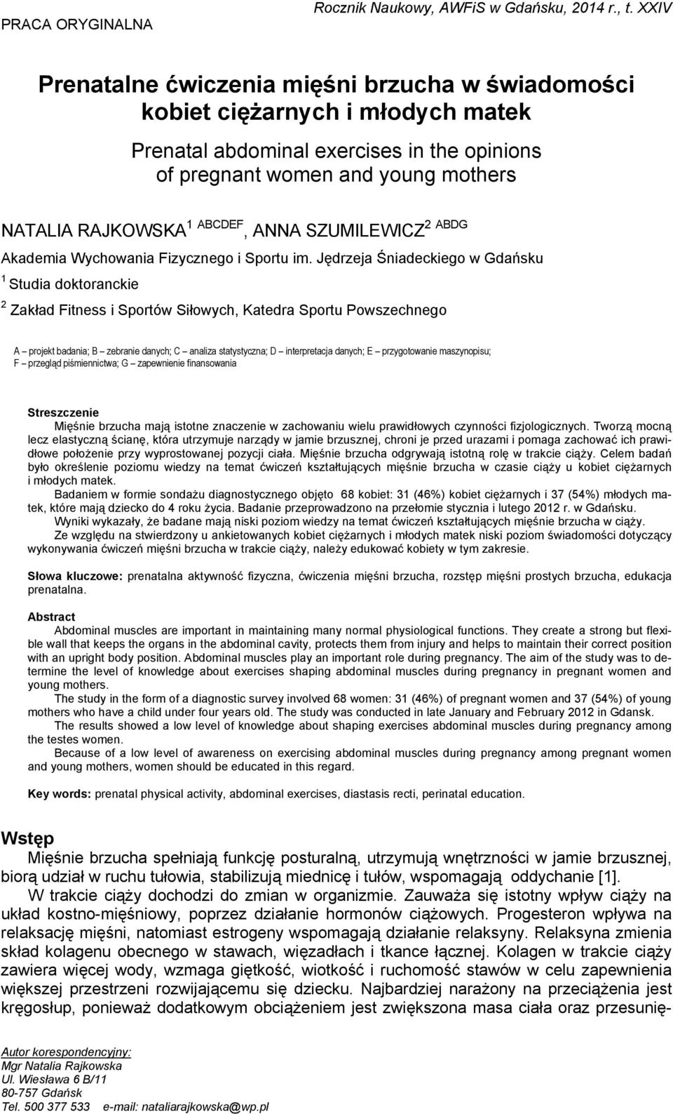 ANNA SZUMILEWICZ 2 ABDG Akademia Wychowania Fizycznego i Sportu im.