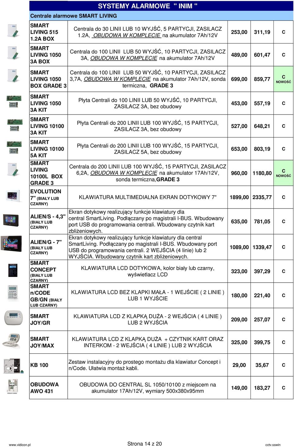 GRADE 3 Centrala do 100 LINII LUB 50 WYJŚĆ, 10 PARTYCJI, ZASILACZ 3,7A, OBUDOWA W KOMPLECIE na akumulator 7Ah/12V, sonda termiczna, GRADE 3 699,00 859,77 C NOWOŚĆ LIVING 1050 3A KIT LIVING 10100 3A