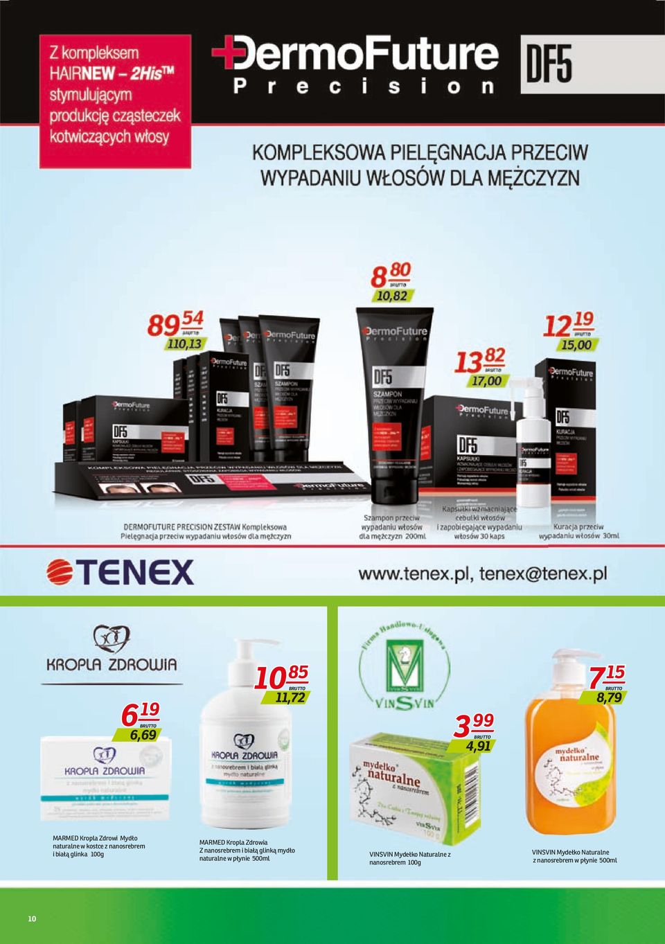 nanosrebrem i białą glinką mydło naturalne w płynie 500ml VINSVIN Mydełko