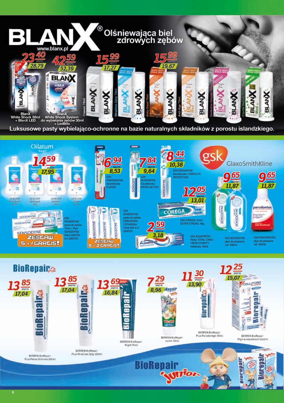 5+1 GRATIS! GSK SENSODYNE pasta do zębów ODBUDOWA I OCHRONA 75ml MIX 5+2 GRATIS!