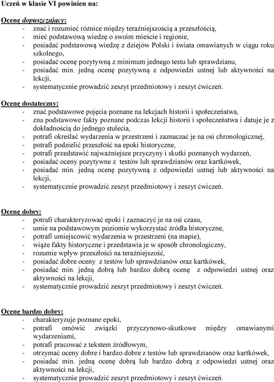 historii i społeczeństwa, - zna podstawowe fakty poznane podczas lekcji historii i społeczeństwa i datuje je z dokładnością do jednego stulecia, - potrafi określać wydarzenia w przestrzeni i