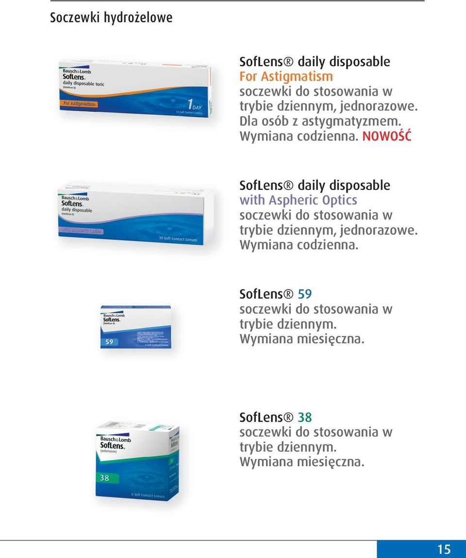 NOWOŚĆ SofLens daily disposable with Aspheric Optics soczewki do stosowania w trybie dziennym, jednorazowe.
