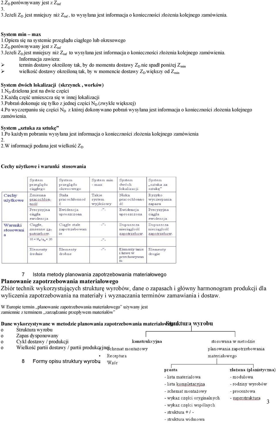 Informacja zawiera: termin dostawy określony tak, by do momentu dostawy Z D nie spadł poniżej Z min wielkość dostawy określoną tak, by w momencie dostawy Z D większy od Z min System dwóch lokalizacji