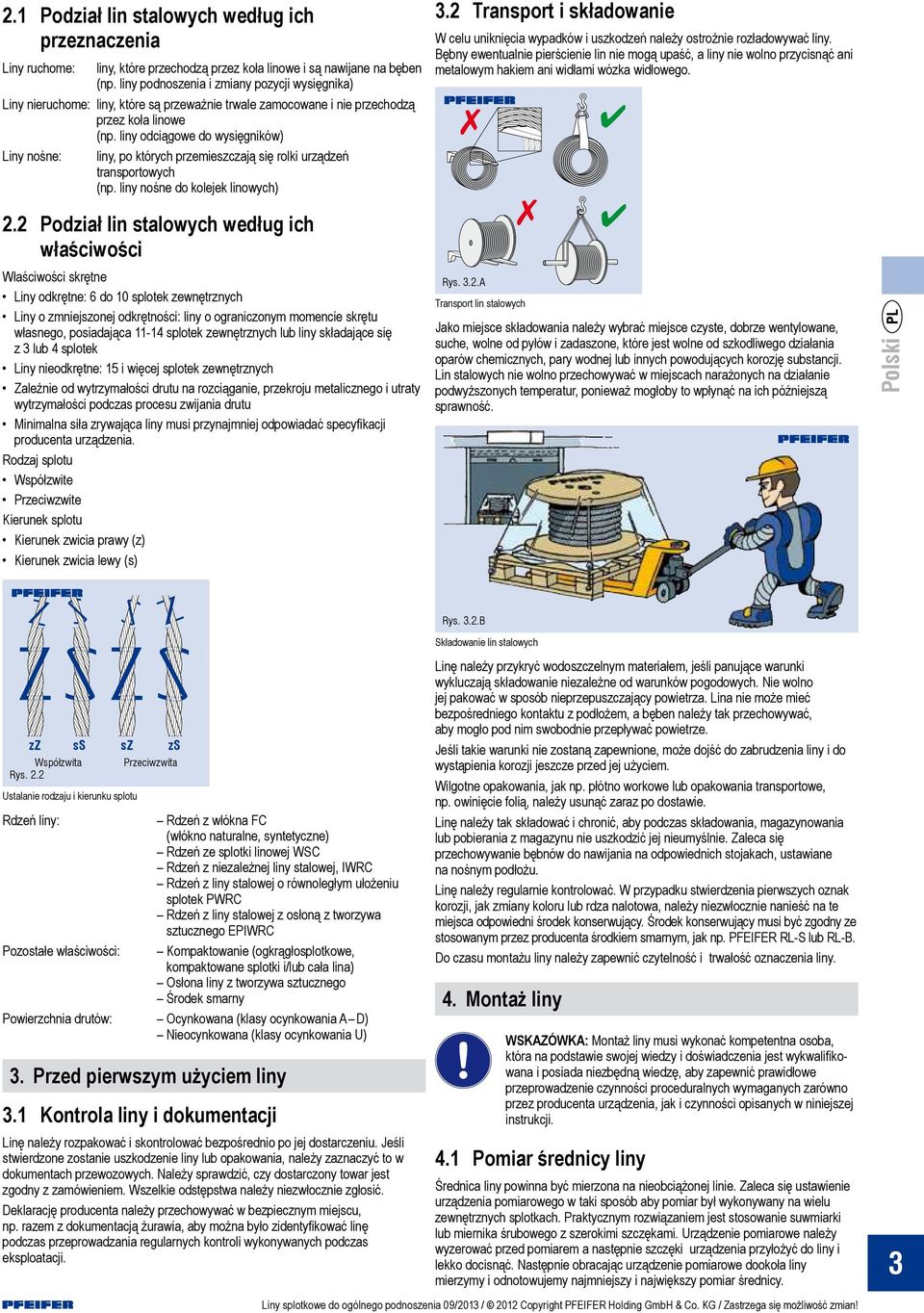 liny odciągowe do wysięgników) Liny nośne: liny, po których przemieszczają się rolki urządzeń transportowych (np. liny nośne do kolejek linowych) 3.