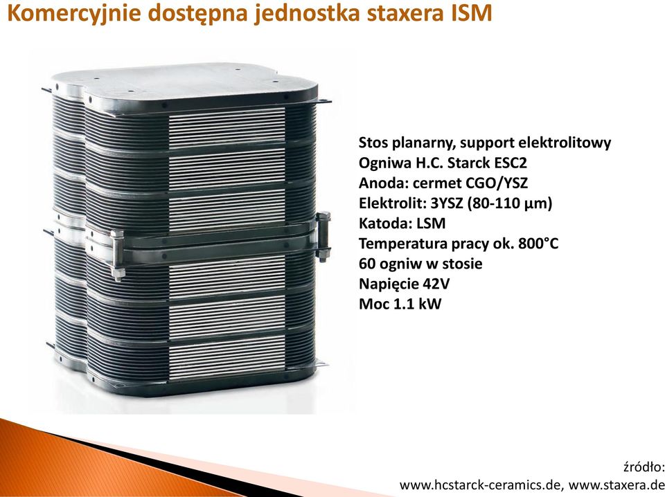Starck ESC2 Anoda: cermet CGO/YSZ Elektrolit: 3YSZ (80-110 μm)