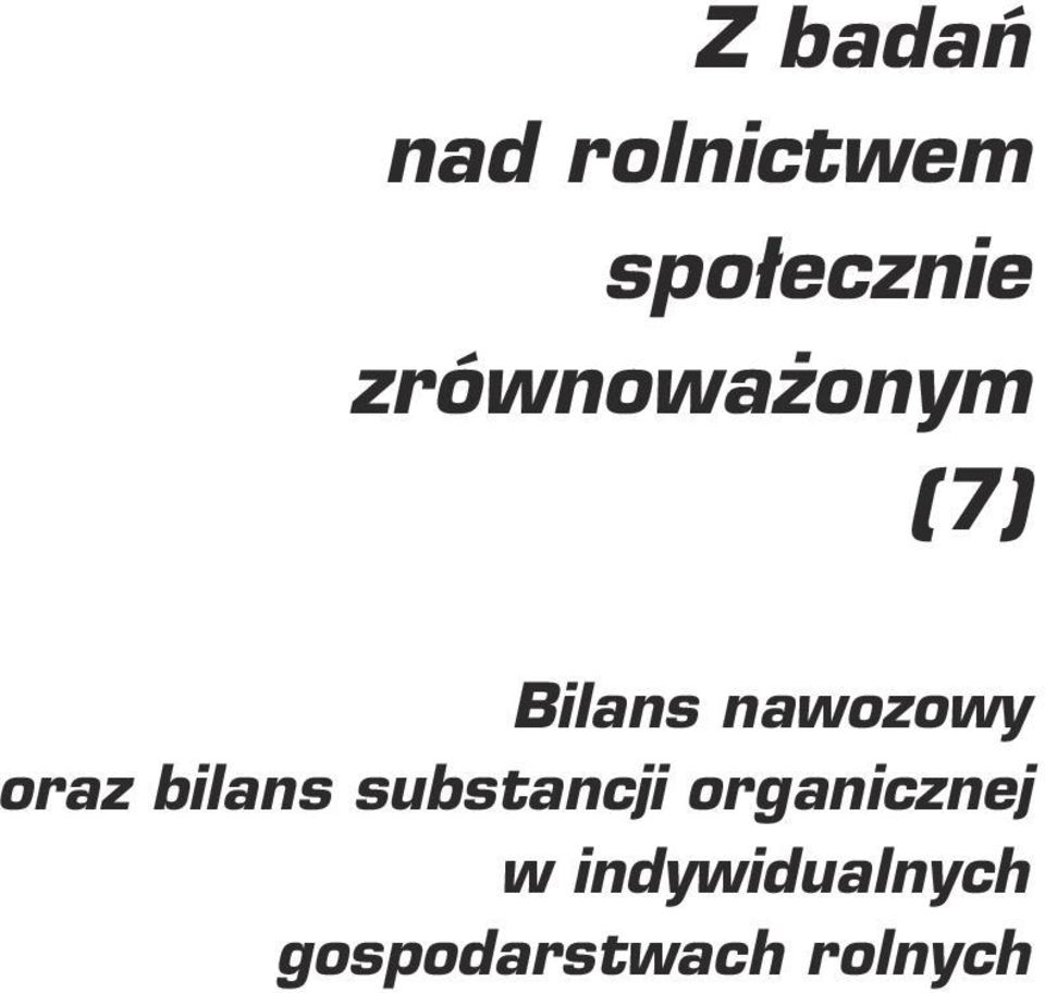 oraz bilans substancji organicznej