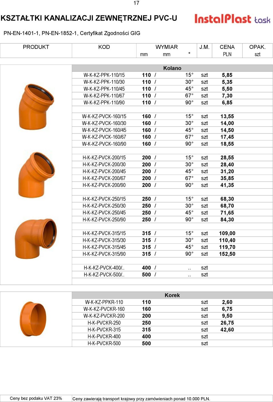 W-K-KZ-PVCK-160/45 160 / 45 szt 14,50 W-K-KZ-PVCK-160/67 160 / 67 szt 17,45 W-K-KZ-PVCK-160/90 160 / 90 szt 18,55 H-K-KZ-PVCK-200/15 200 / 15 szt 28,55 H-K-KZ-PVCK-200/30 200 / 30 szt 28,40