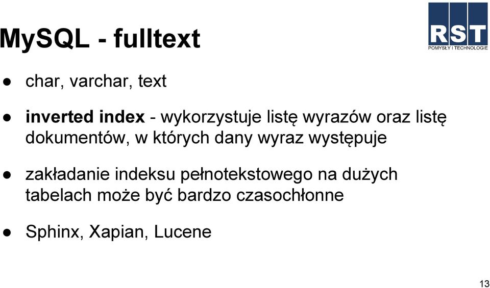 dany wyraz występuje zakładanie indeksu pełnotekstowego na