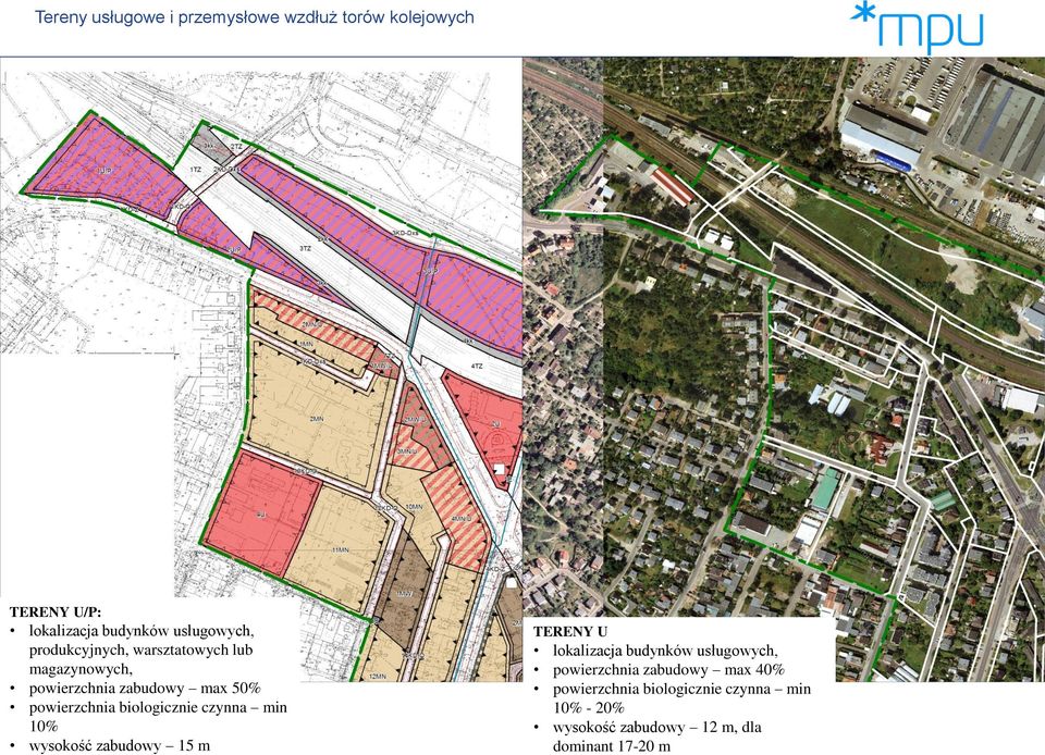 biologicznie czynna min 10% wysokość zabudowy 15 m TERENY U lokalizacja budynków usługowych,