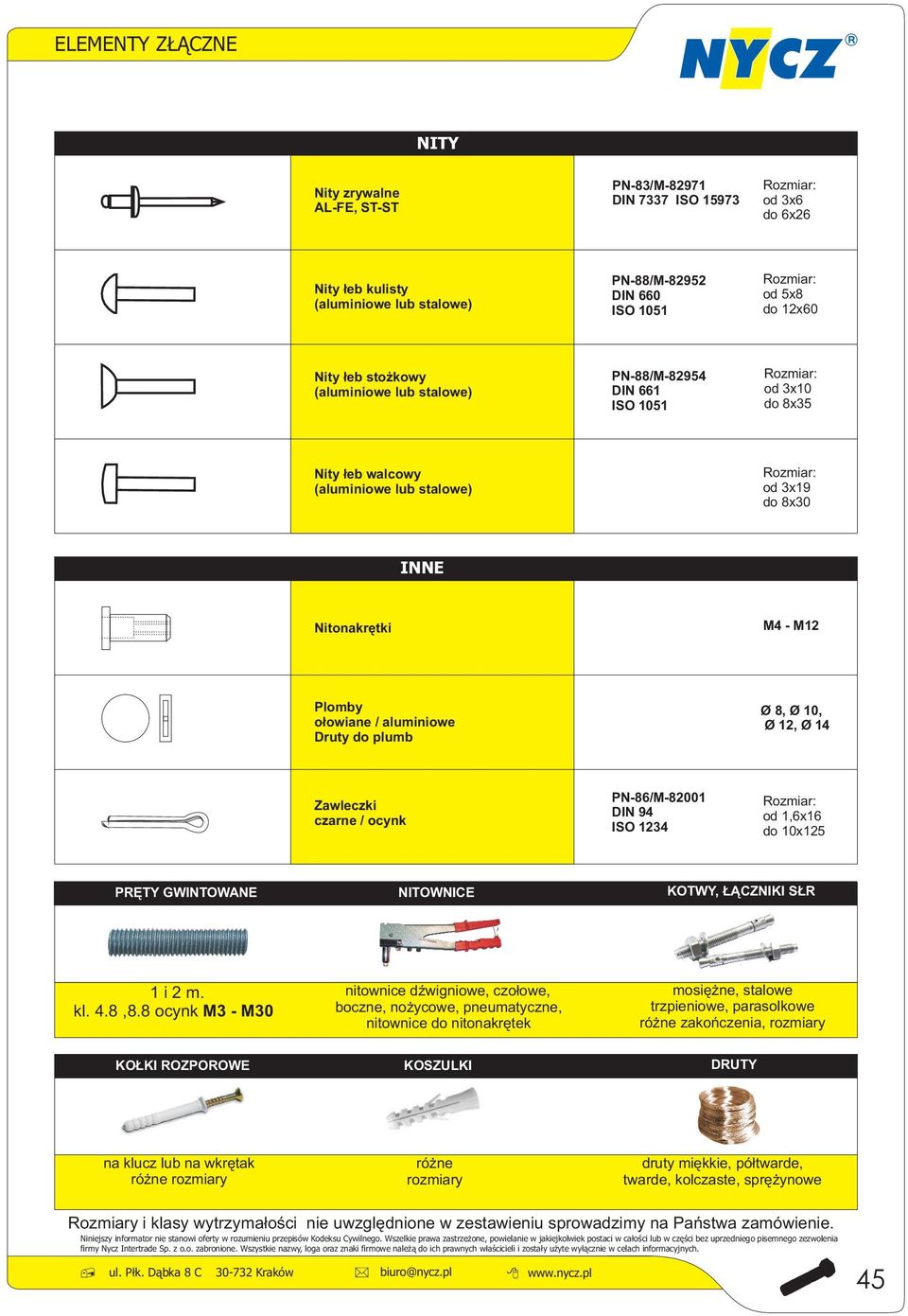 Ø 12, Ø 14 Zawleczki czarne / PN-86/M-82001 DIN 94 ISO 1234 od 1,6x16 do 10x125 PRĘTY GWINTOWANE NITOWNICE KOTWY, ŁĄCZNIKI SŁR 1 i 2 m. kl. 4.8,8.