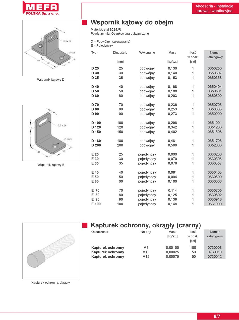 0650609 D 70 70 podwójny 0,236 1 0650706 D 80 80 podwójny 0,253 1 0650803 D 90 90 podwójny 0,273 1 0650900 D 100 100 podwójny 0,296 1 0651001 D 120 120 podwójny 0,342 1 0651206 D 150 150 podwójny