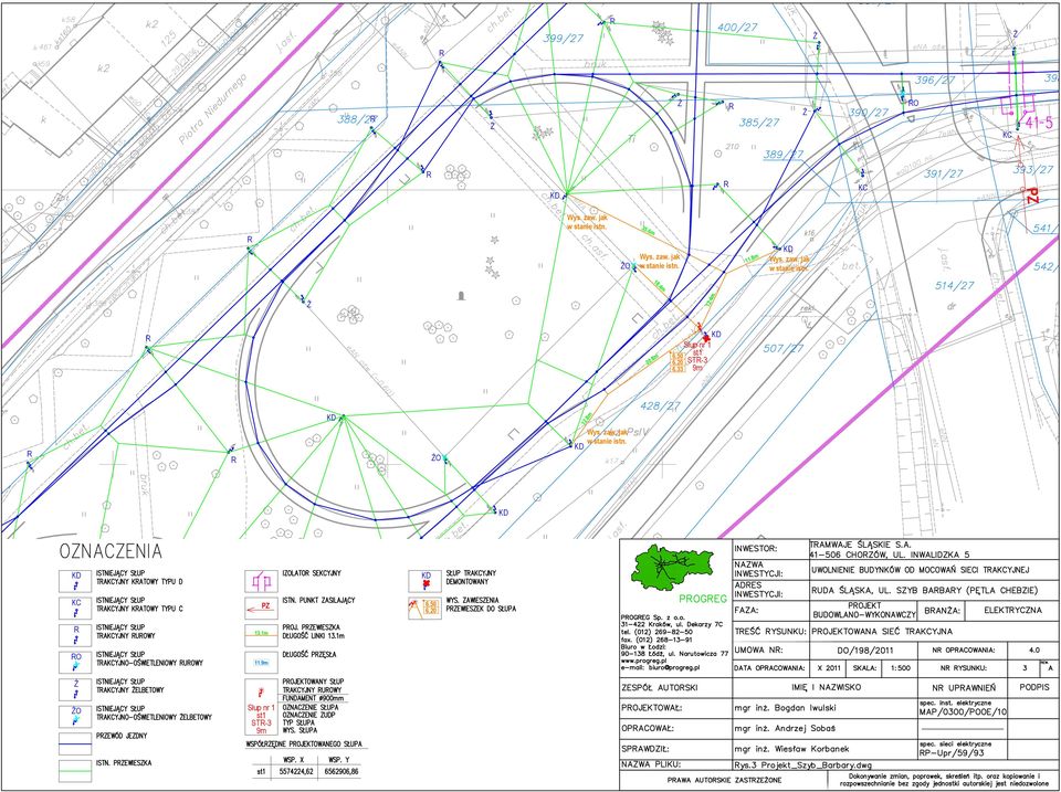 4m 22.6m Słup nr 1 6.50 st1 6.20 ST-3 6.33 9m ŻO 12.8m Wys. zaw.