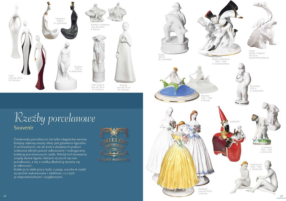 Siemaszko Wiosna 1942 1944 F. Kalfas Rzeźby porcelanowe Souvenir Lajkonik Ćmielowska porcelana to nie tylko eleganckie serwisy. Kolejną odsłoną naszej oferty jest galanteria figuralna.