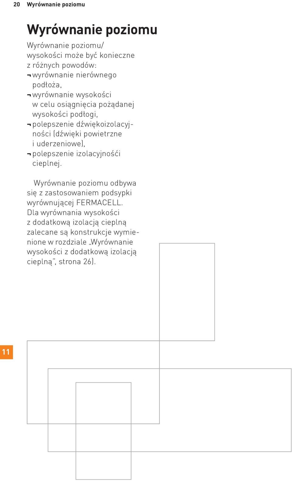 polepszenie izolacyjnośći cieplnej. Wyrównanie poziomu odbywa się z zastosowaniem podsypki wyrównującej FERMACELL.