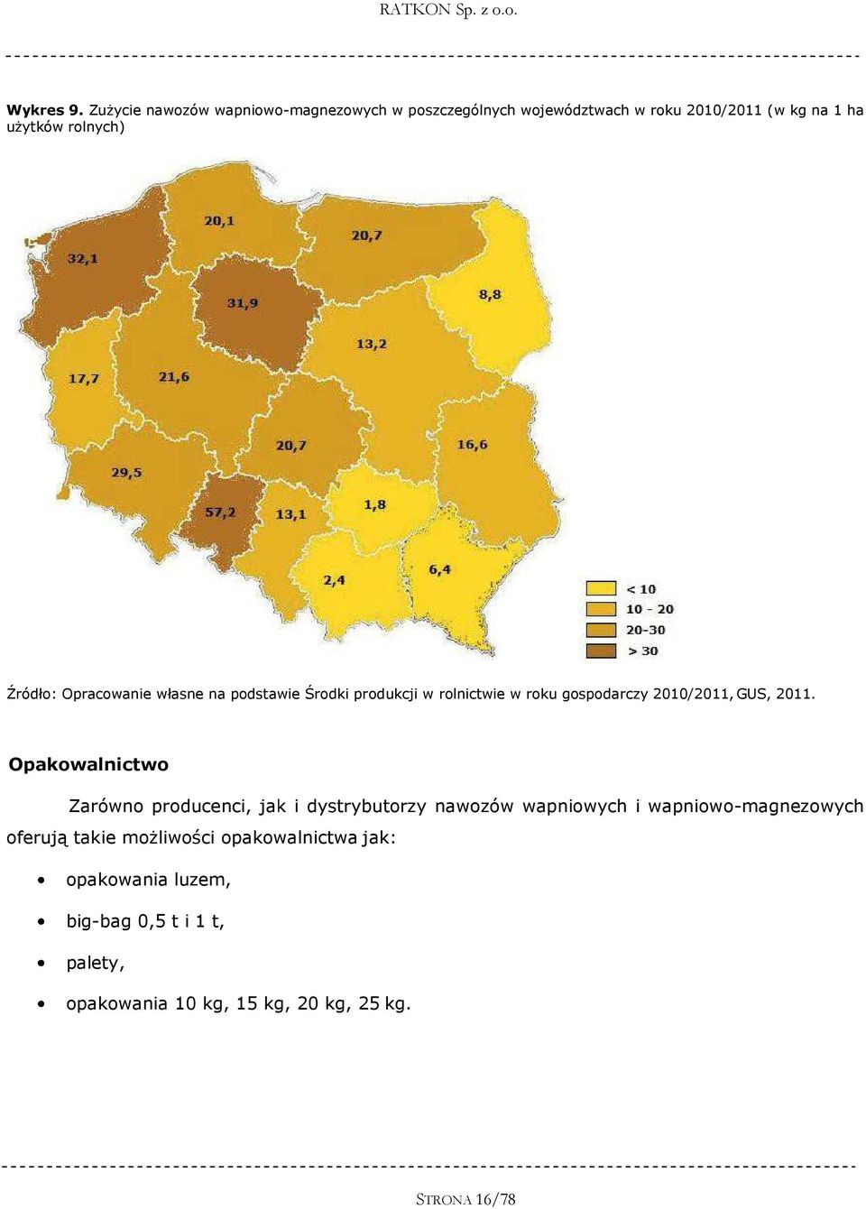Źródło: Opracowanie własne na podstawie Środki produkcji w rolnictwie w roku gospodarczy 2010/2011, GUS, 2011.