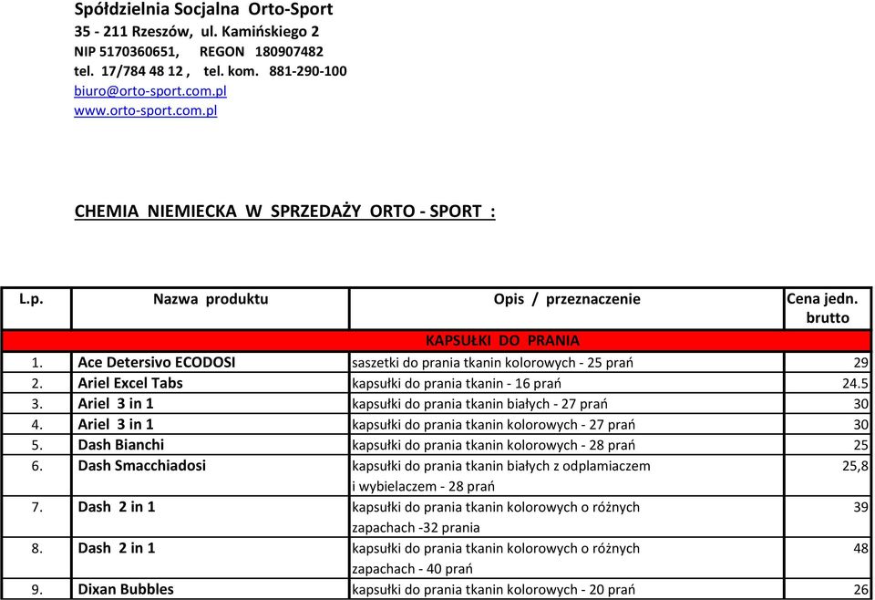 Ace Detersivo ECODOSI saszetki do prania tkanin kolorowych - 25 prań 29 2. Ariel Excel Tabs kapsułki do prania tkanin - 16 prań 24.5 3. Ariel 3 in 1 kapsułki do prania tkanin białych - 27 prań 30 4.