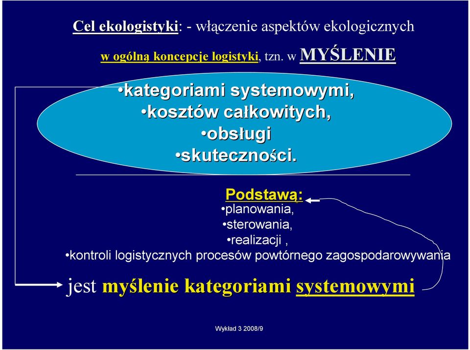 w MYŚLENIE kategoriami systemowymi, kosztów w całkowitych, obsługi skuteczności.
