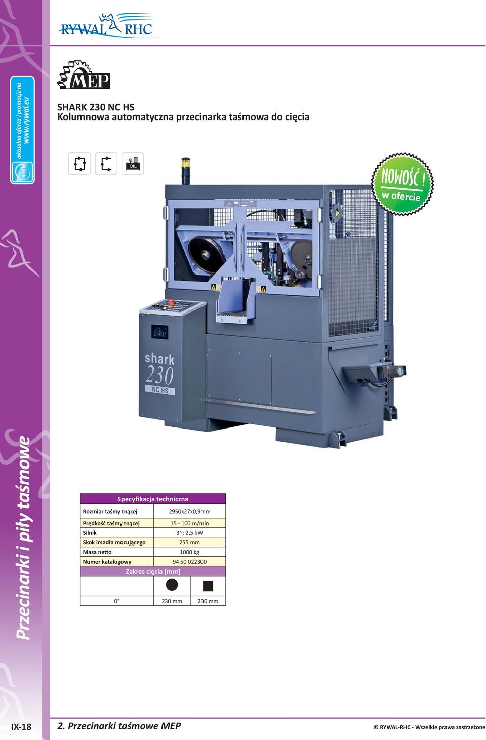 mocującego 255 mm 1000 kg Numer katalogowy 94 50 022300 0 230 mm