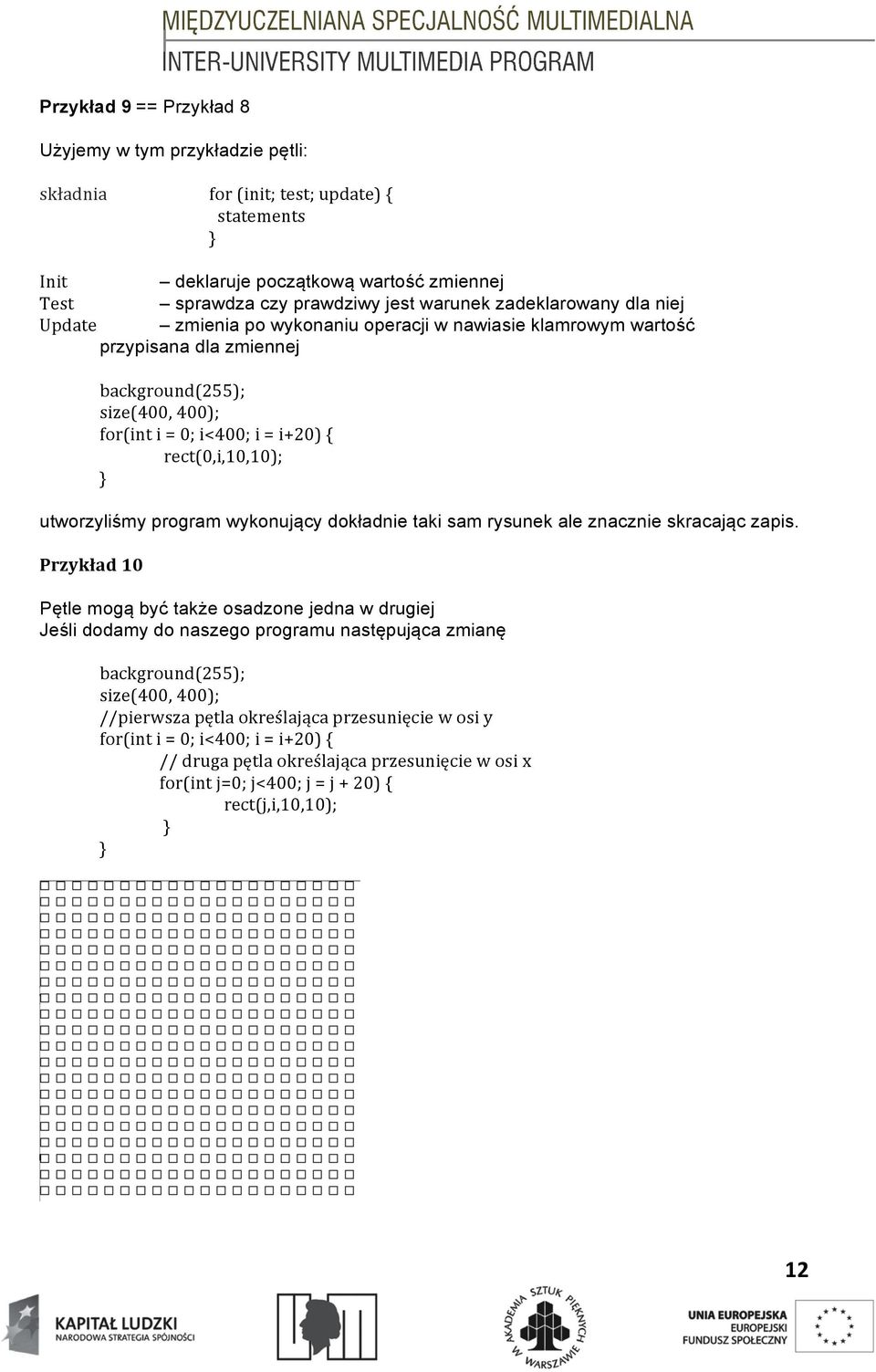 program wykonujący dokładnie taki sam rysunek ale znacznie skracając zapis.