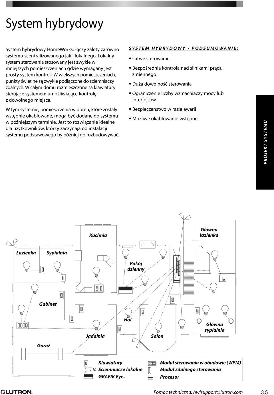 W większych pomieszczeniach, punkty świetlne są zwykle podłączone do ściemniaczy zdalnych. W całym domu rozmieszczone są klawiatury sterujące systemem umożliwiające kontrolę z dowolnego miejsca.