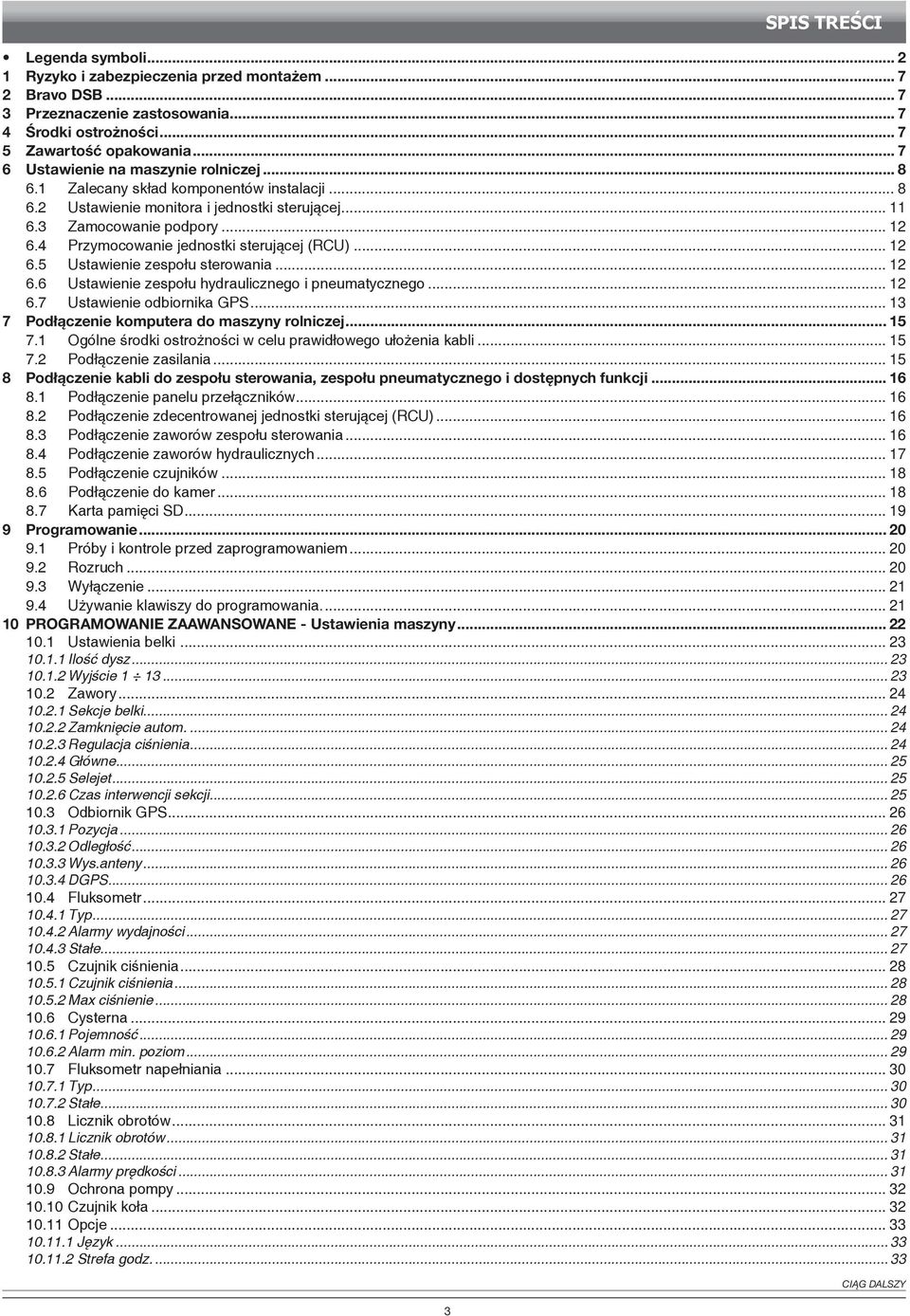 4 Przymocowanie jednostki sterującej (RCU)... 12 6.5 Ustawienie zespołu sterowania... 12 6.6 Ustawienie zespołu hydraulicznego i pneumatycznego... 12 6.7 Ustawienie odbiornika GPS.