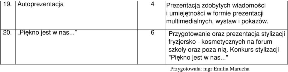 .. 6 Przygotowanie oraz prezentacja stylizacji fryzjersko - kosmetycznych na