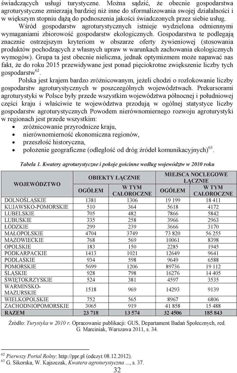 usług. Wśród gospodarstw agroturystycznych istnieje wydzielona odmiennymi wymaganiami zbiorowość gospodarstw ekologicznych.