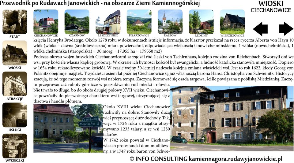 chełmińskiemu: 1 włóka (nowochełmińska), 1 włóka chełmińska (staropolska) = 30 morg = 17,955 ha = 179550 m2) Podczas okresu wojen husyckich Ciechanowicami zarządzał ród śląski von Tschirnhaus,