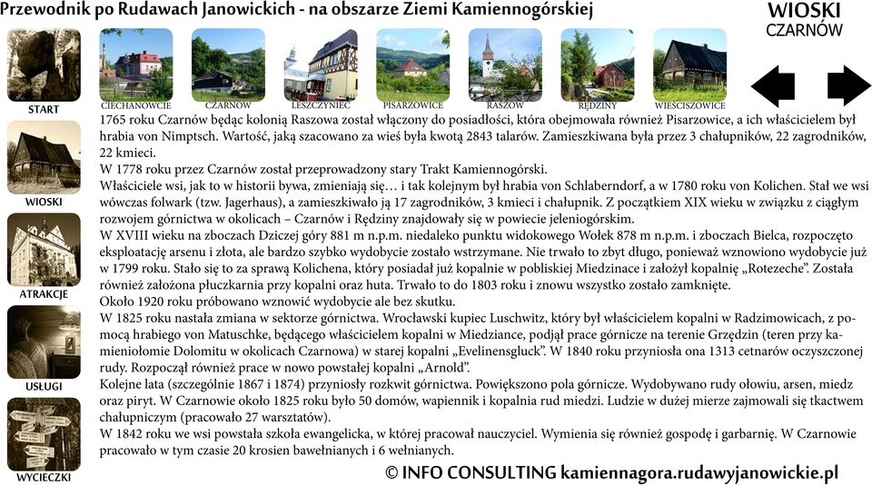 W 1778 roku przez Czarnów został przeprowadzony stary Trakt Kamiennogórski.