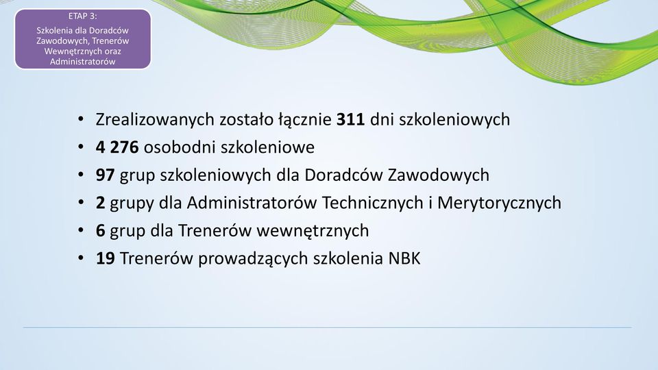 grup szkoleniowych dla Doradców Zawodowych 2 grupy dla Administratorów Technicznych i