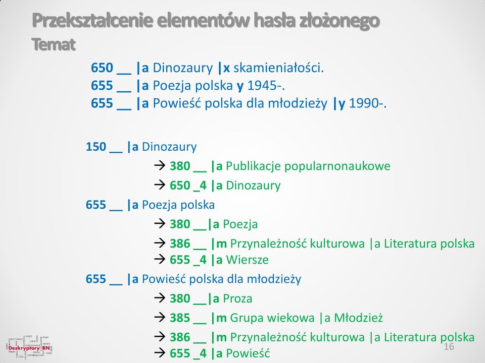 150 a Dinozaury 655 a Poezja polska 380 a Publikacje popularnonaukowe 650 _4 a Dinozaury 380 a Poezja 386 m