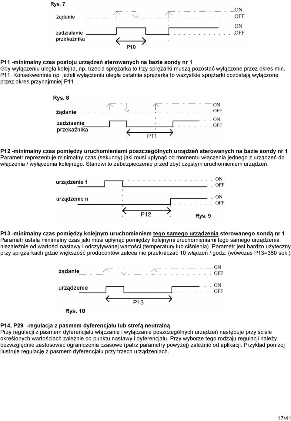 P12 -minimalny czas pomiędzy uruchomieniami poszczególnych urządzeń sterowanych na bazie sondy nr 1 Parametr reprezentuje minimalny czas (sekundy) jaki musi upłynąć od momentu włączenia jednego z