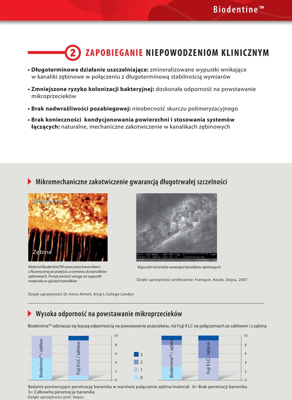 powierzchni i stosowania systemów łączących: naturalne, mechaniczne zakotwiczenie w kanalikach zębinowych Mikromechaniczne zakotwiczenie gwarancją długotrwałej szczelności Zębina Materiał